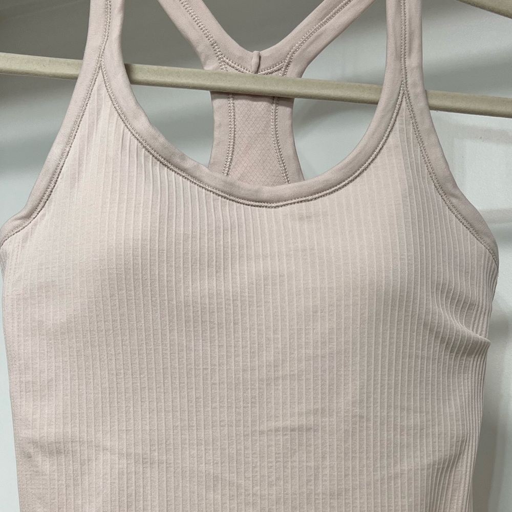 Lululemon bra tank ribbed light taupe blush color